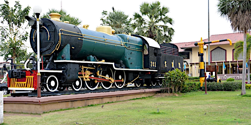 Thailand, Nakhon Ratchasima: Railway station Khorat - steam locomotive