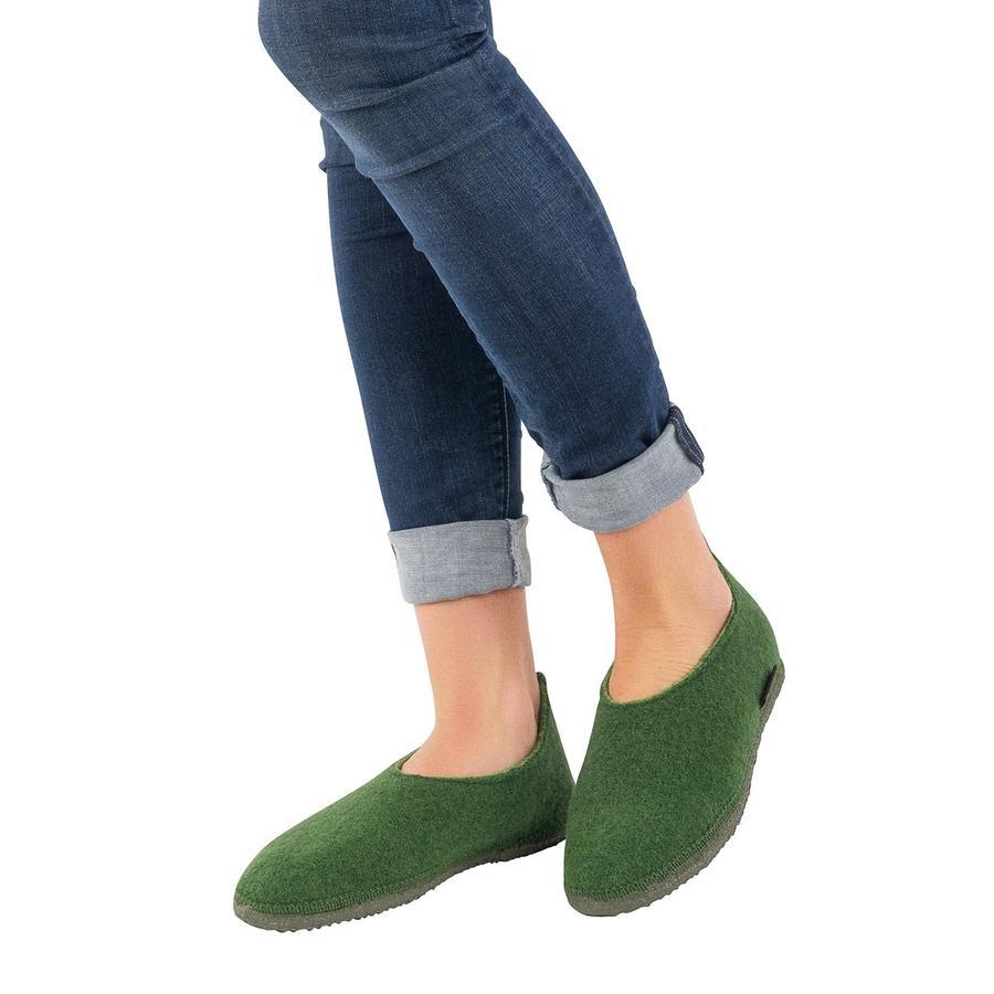 wool slipper lady green colored