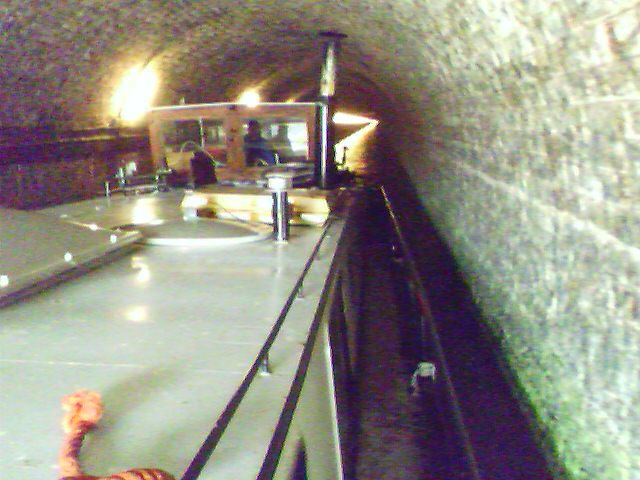 With the boat in a tunnel in north France canal system