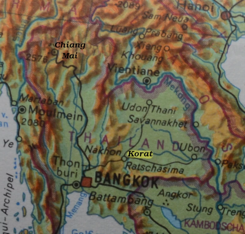 Map of Khorat and Isarn plateau