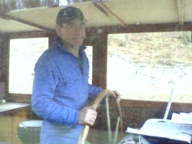 Helmsman at a canalboat in the french river system