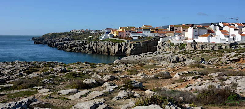 City view of Peniche over the rocky coast