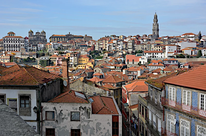 Porto panorama view over the old town with Clerigos tower