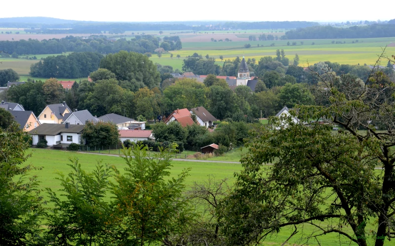 Review to Hohburg village from Loebenberg slope - Saxony in east germany