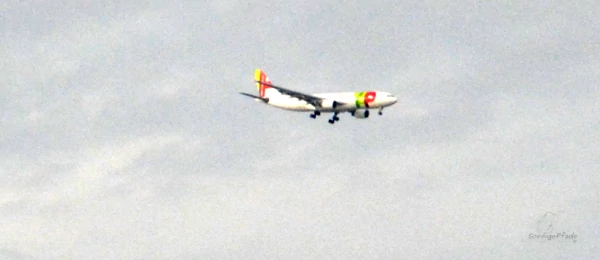 Portugese aircraft TAP company is landing in Lisboa