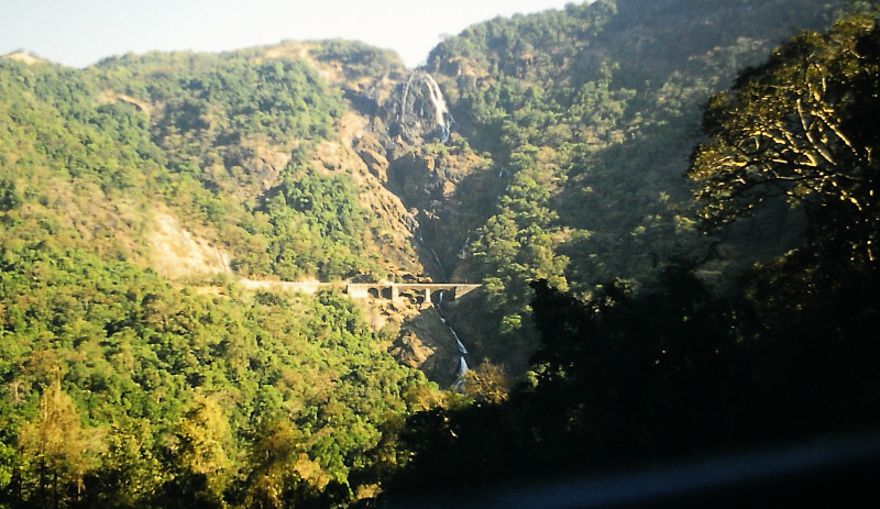 Railroad bridge over the Dudhsagar Waterfall (Goa Westghats, India)