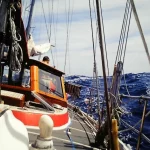 Sailing boat on the Atlantic course Cabo Verde