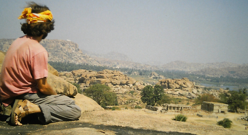 View over archaeological sites of Hampi (Vijayanagar) cultural heritage