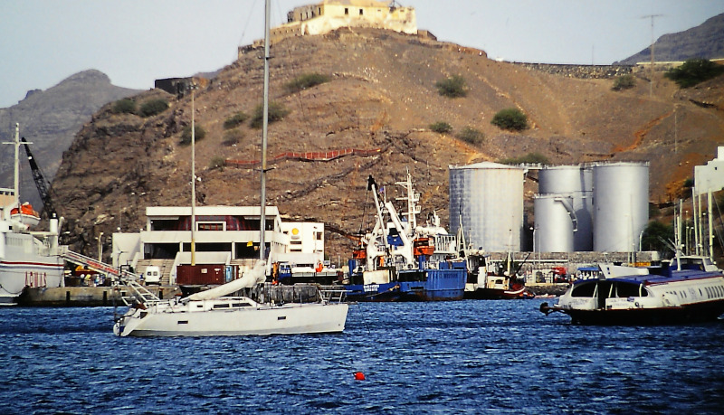 The industrial port of Mindelo, Sao Vicente Island at Cabo Verde archipelago