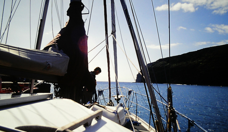 Clearing up on board after sailing off La Gomera island