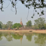 Temple and pond in the historical park