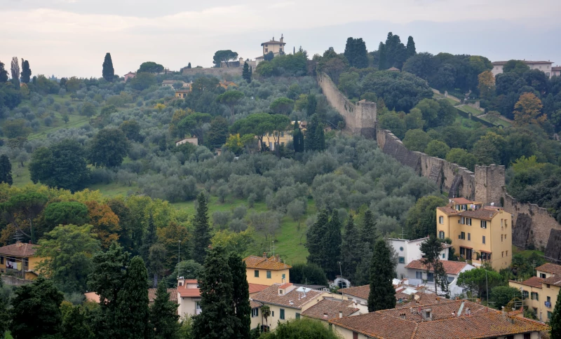 Garden and park landscape south of the Arno river in Florence, Italy