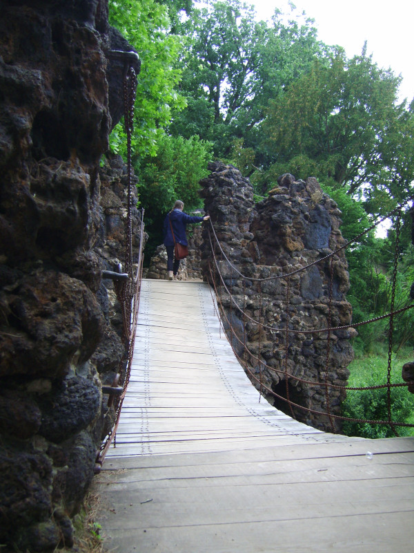 The Chain bridge in romantic lot, part of the Worlitz gardens in east Germany
