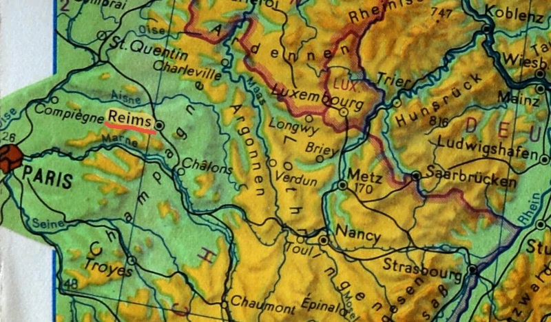 Map of the Region Champagne - Argonne - Lothring - Ardennen