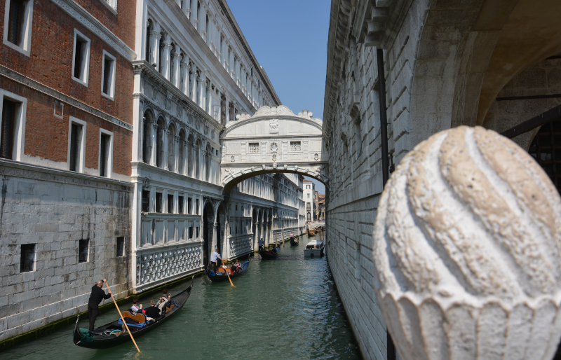 Bridge of Sighs between Doge’s Palace and Prison in the lagoon city Venice