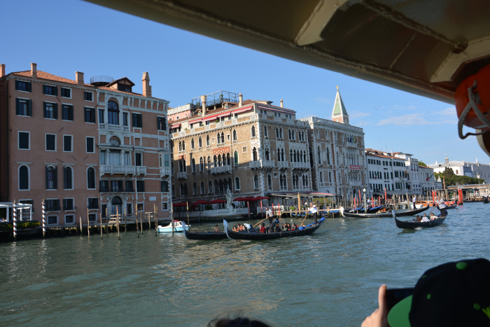 Sightseeing onboard a Vaporetto in the Grand Canal