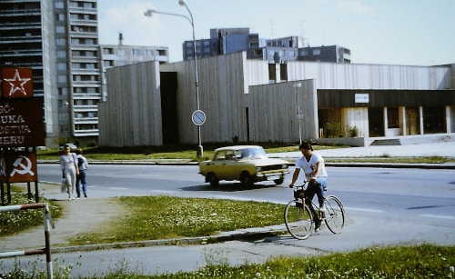 Street scene in Nove Zamky in the southern Slovakia 1989