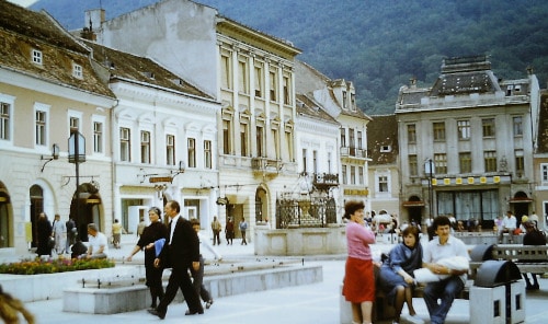 Market Place in Brasov / Kronstadt in summer 1989