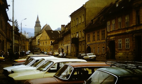 Brasov, Romania 1989: Street scene