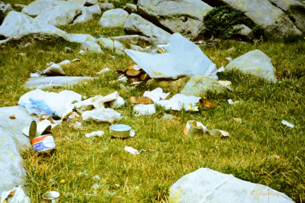 Bulgaria 1989: Garbage in Pirin near the hut