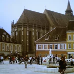Market square and Black church in Brasov - Kronstadt 1989