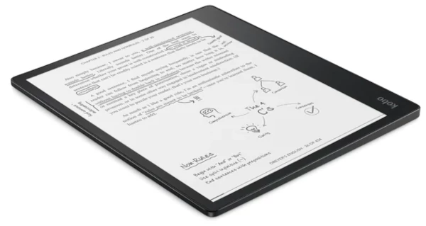 eReader in use with personal notes and sketches