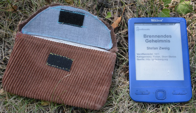 Use a protective cover for your eReader! Here a self-sewn one...