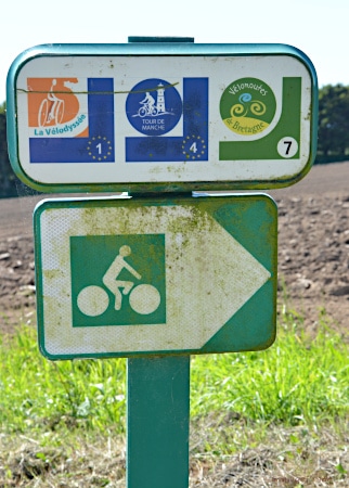 EuroVelo Cycleway signpost near Roscoff in Brittany