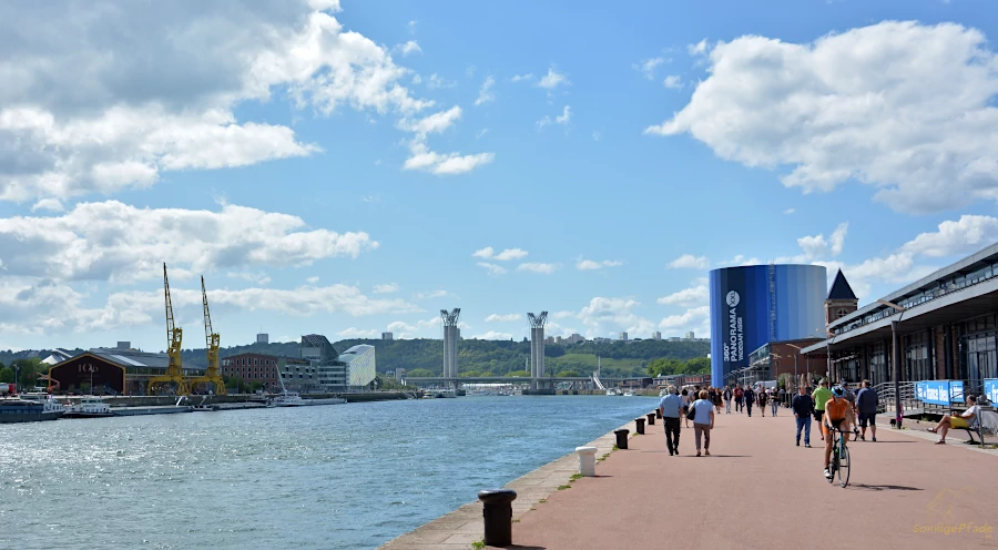 Northern France: River banks of Seine in Rouen with Assisi panorama rotunda