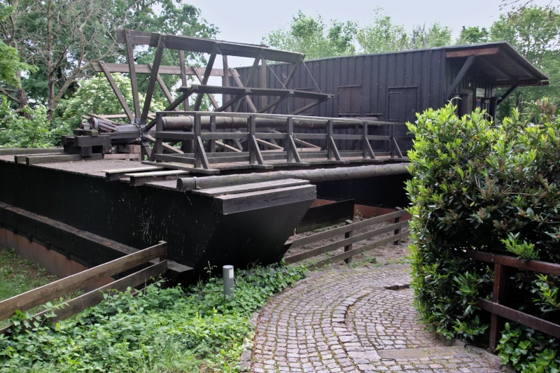 Ship mill in the castle garden Bad Düben at the Mulde river