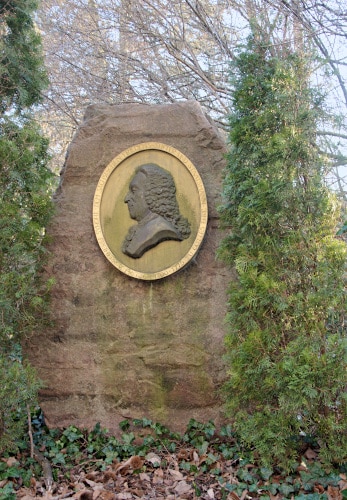 Wermsdorf in Saxony: Memorial stone for Thomas Freiherr von Fritsch, Negotiator of the Hubertusburg Peace at the End of the Seven year war in Europe