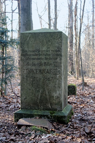 Carl Zinkernagel stone in the Wermsdorf Forest, east german Saxony