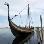 Ladby dragon - Viking ship replica at the Kerteminde fjord, Denmark Funen island