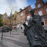 A reading Monk at Klosterplads in Svenborg is remembering the early importance of the city as a centre for science and education